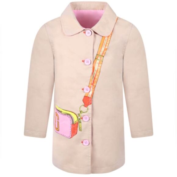 MARC JACOBS Kids' Multicolor Coat For Girl With Logo In Beige Sz:10